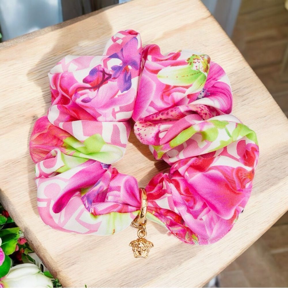 NWT Versace Medusa Silk Scrunchie